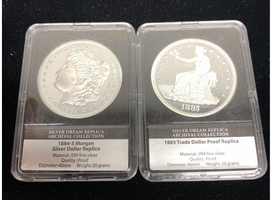 Lot Of 2 Silver Replica Coins