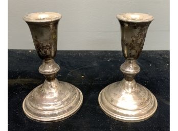 Pair Of Sterling Weighted Candlesticks