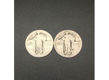 Lot Of 2 Standing Liberty Silver Quarters