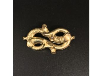 Antique Gold Fill GF Geometric Naturalist Brooch Pin
