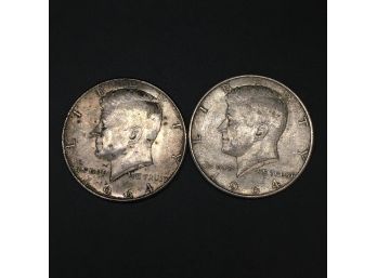 Lot Of 2 Silver Kennedy Half Dollars 1964