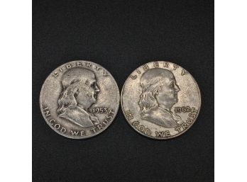 Lot Of 2 Silver Franklin Half Dollars 1953, 1962