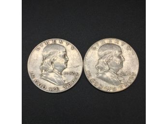 Lot Of 2 Silver Franklin Half Dollars 1952 1963