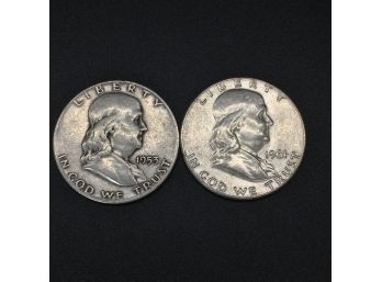 Lot Of 2 Silver Franklin Half Dollars 1953 1961