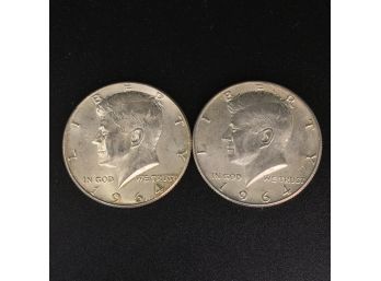 Lot Of 2 1964 Silver Kennedy Half Dollars
