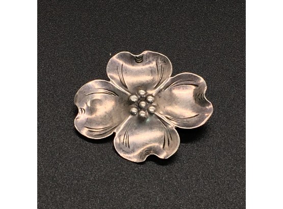 Vintage Sterling Silver Flower Brooch Pin