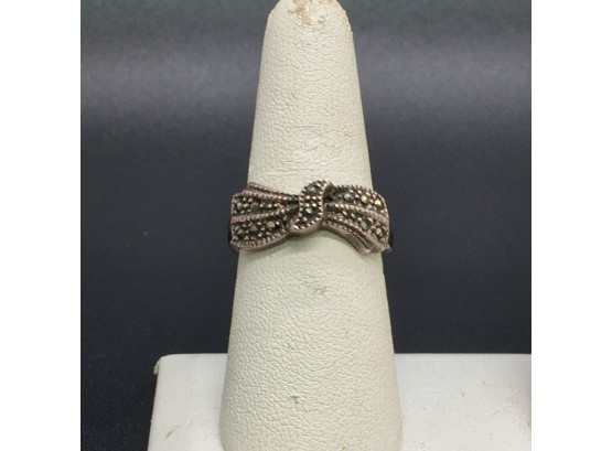 Sterling Silver Marcasite Ring Bow Design