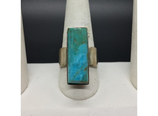 Turquoise Modernist Rectangle Sterling Silver Ring