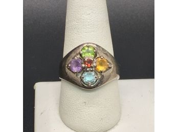 Cluster Multi Stone Sterling Ring