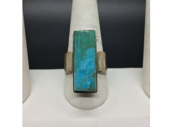 Turquoise Modernist Rectangle Sterling Silver Ring
