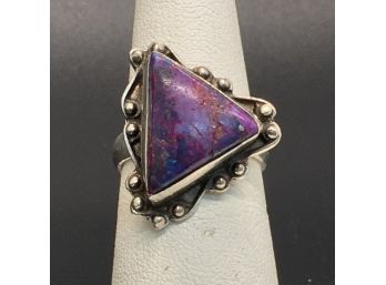 Purple Stone Triangle Sterling Ring