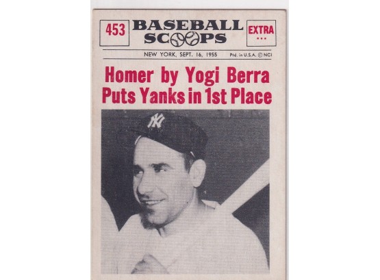 1961 NU Card Scoops 'homer By Yogi Berra Puts Yanks In 1st Place'