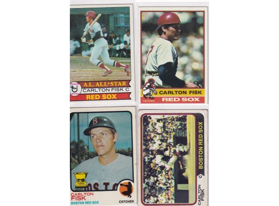 Vintage Topps Carlton Fisk Red Sox Lot Of Four