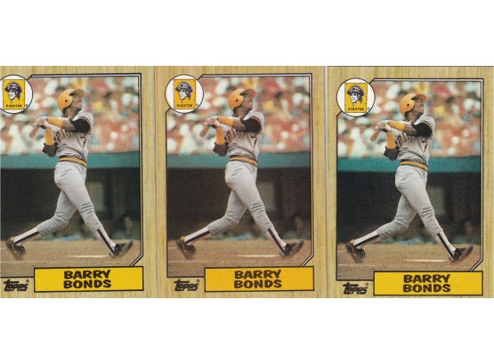 1987 Topps Barry Bonds Rookie Lot Of Three
