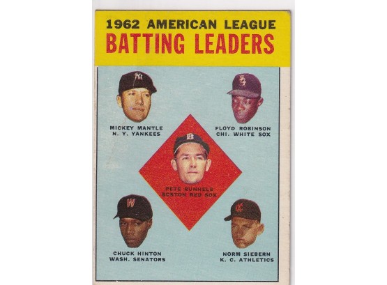 1963 Topps American League Hitting Leaders Mickey Mantle