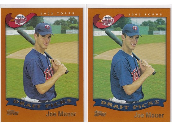 2002 Topps Draft Picks Joe Mauer Lot Of Two Rookies