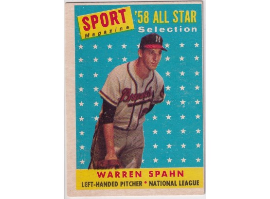 1958 Topps Warren Spahn All Star Sport Magazine