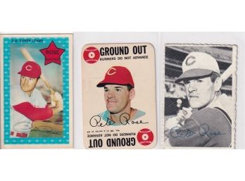 Vintage Pete Rose Lot Of Three Baseball Cards