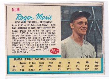 1962 Post Roger Maris