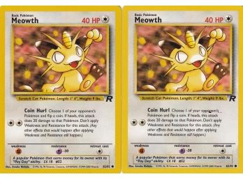 1999 Pokemon Meowth 62/82 Lot Of Two