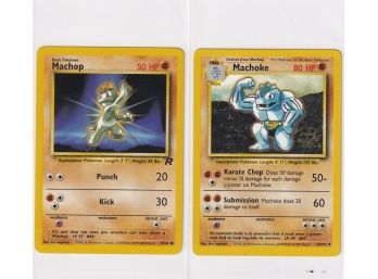 1999 Pokemon Lot Of Two Machop 59/82 And Machoke 34/102