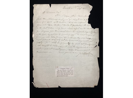 James De Wolfe Signed Letter