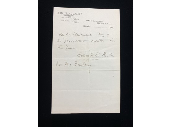 Edward E. Hale Signed Letter