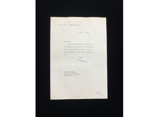 Signed Letter From Dean Acheson