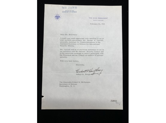 Hubert Humphrey Signed Letter