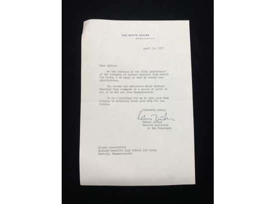 Robert Cutler Signed Letter