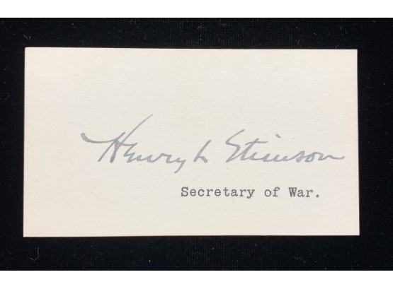 Henry L. Stimson Signed Card