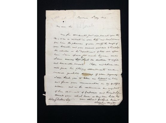 William Hunter Signed Letter