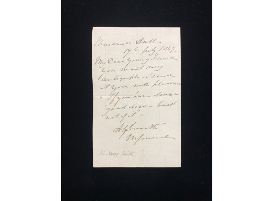 Sir Harry Smith Signed Letter
