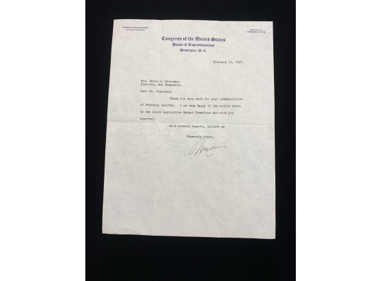 Letter Signed By Richard B. Wigglesworth