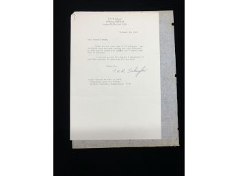 Letter Signed By Cortland V. R. Schuyler