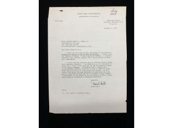 Daniel Bell Signed Letter