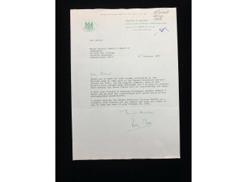 Letter Signed By Roland Gibbs
