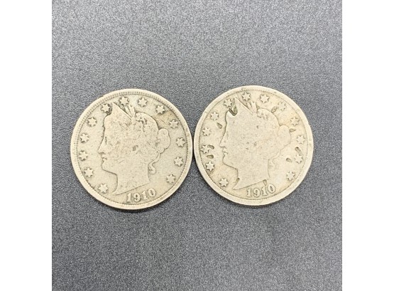 1910 Liberty Nickel Pair