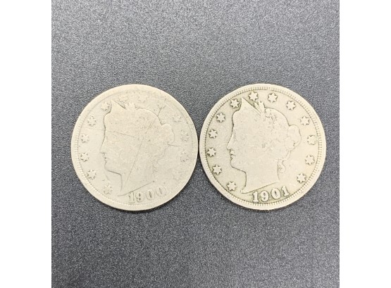 1900 & 1901 Liberty Nickel