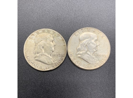 1952 & 1959 Ben Franklin Half Dollars Lot Of Two