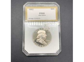 1962 Ben Franklin Half Dollar PCI PR68 Ultra Cameo