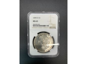 1890 S Morgan Silver Dollar NGC MS 63