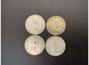 Elizabeth II Silver Canadian Quarters Mixed Lot Of Four