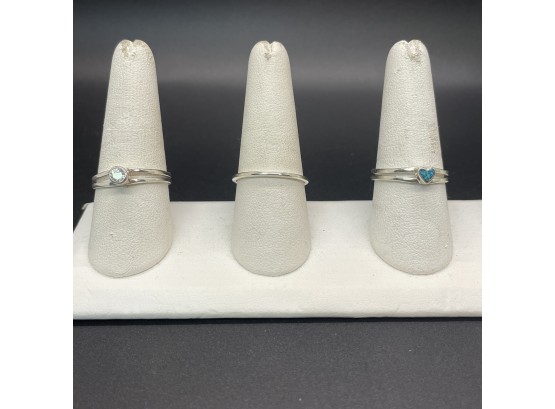 Set Of Three Sterling Silver Rings
