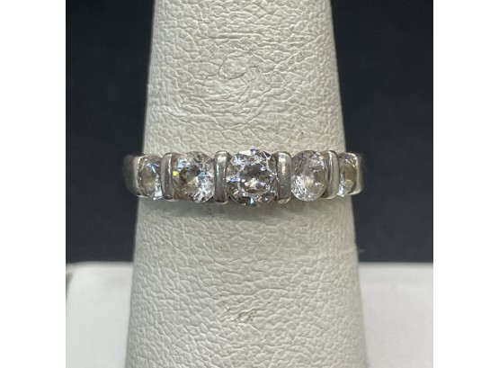 5 Stone CZ Sterling Band Ring Size 8