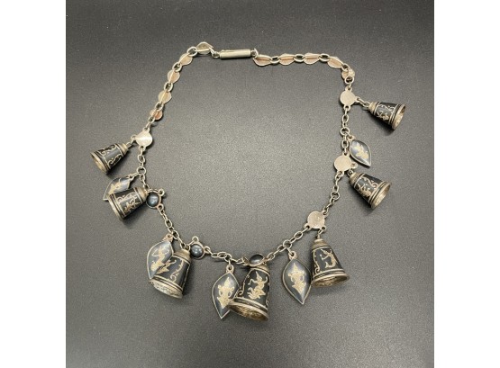 Beautiful Siam Silver Bell Necklace