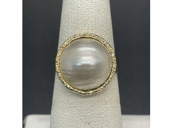 14k Italian Pearl Ring Large Pearl
