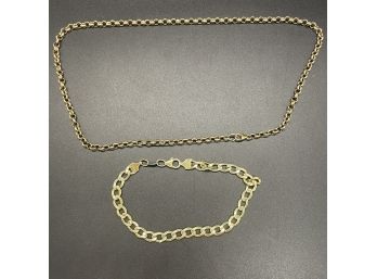 Gold Over Sterling Bracelet And Necklace Lot