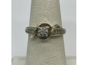 Gold Over Sterling Silver Ring Diamond Size 7