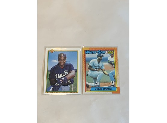 Two 1990 Topps Frank Thomas Baseball Cards Rookies